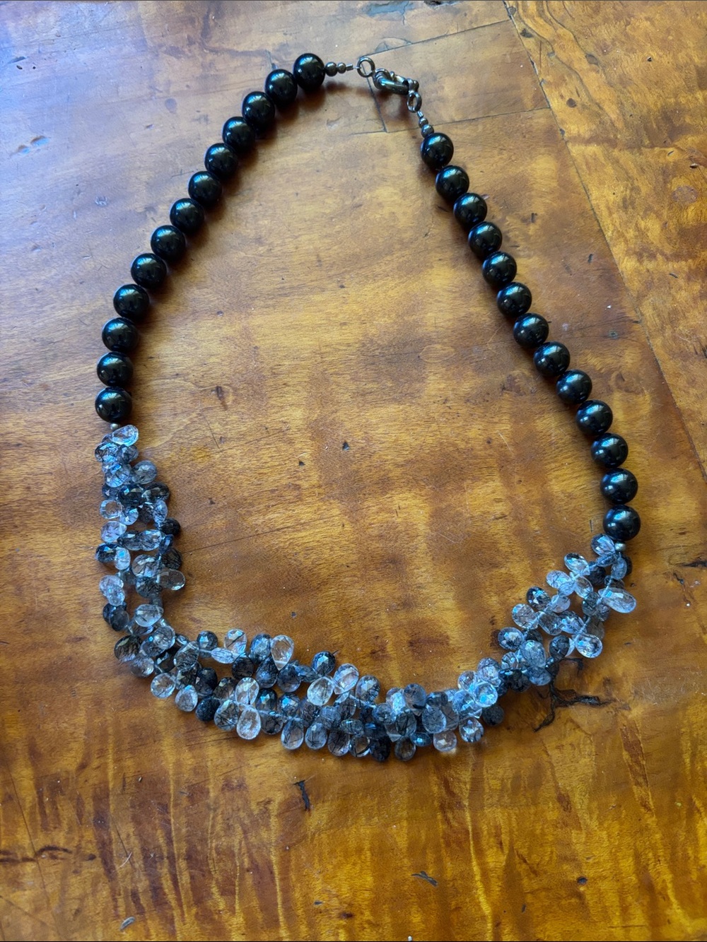 Hematite & Rutilated Quartz Statement Necklace